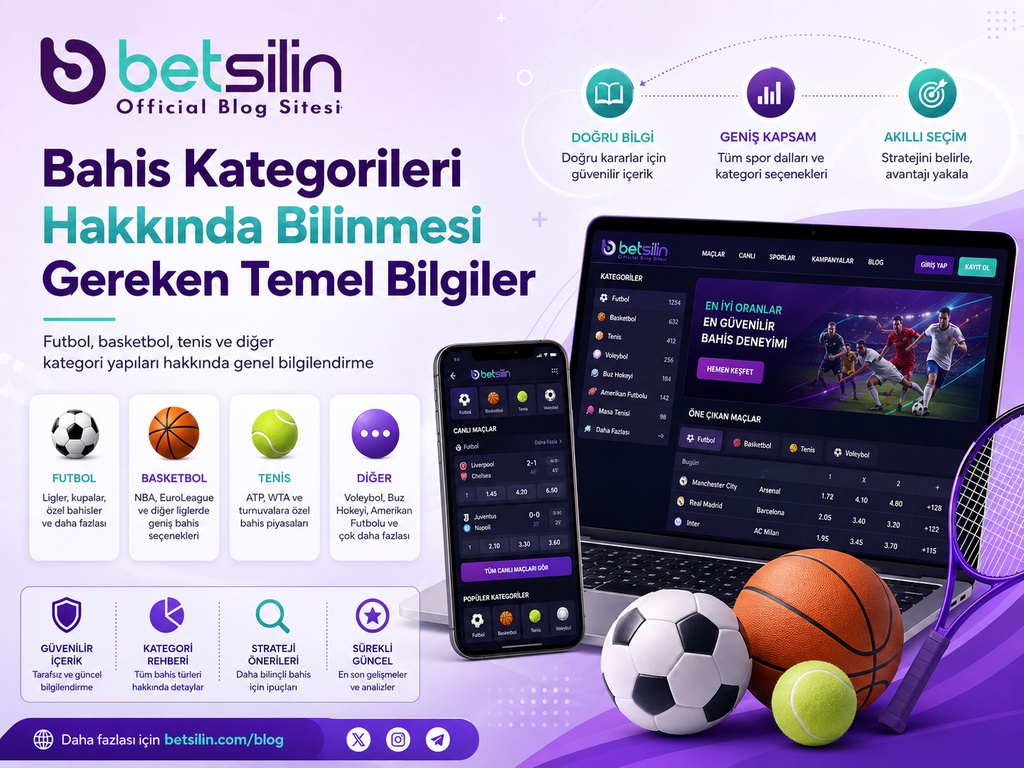 Betsilin bahis aramasında karşılaşılan oran, kupon ve canlı bahis terimlerini anlatan bilgilendirme görseli