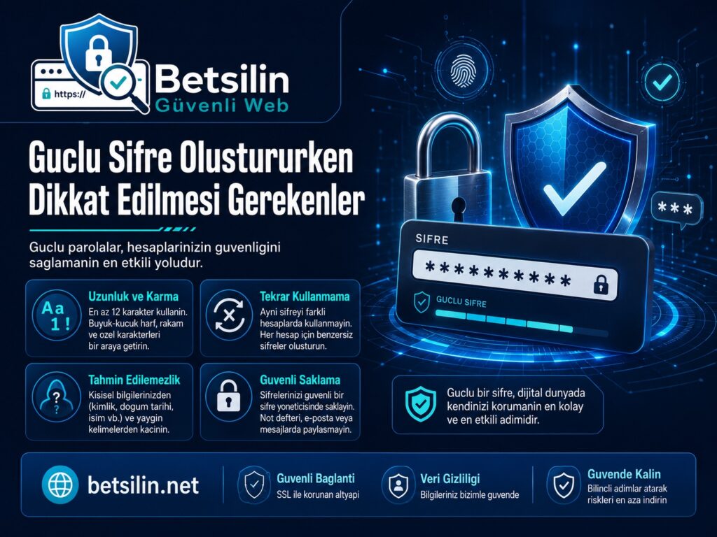 Güçlü şifre oluşturma ve hesap güvenliği için parola koruma rehberi görseli