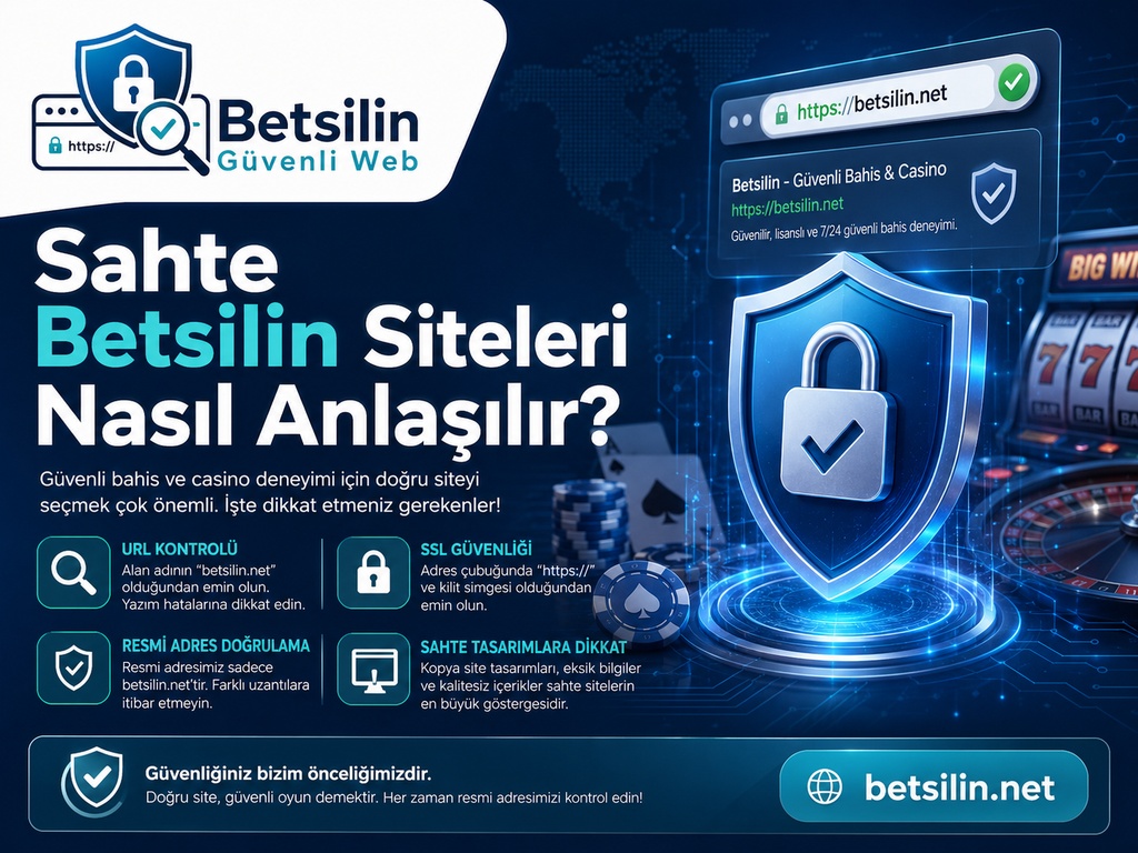Sahte Betsilin sitelerine karşı adres kontrolü ve güvenlik uyarısı görseli
