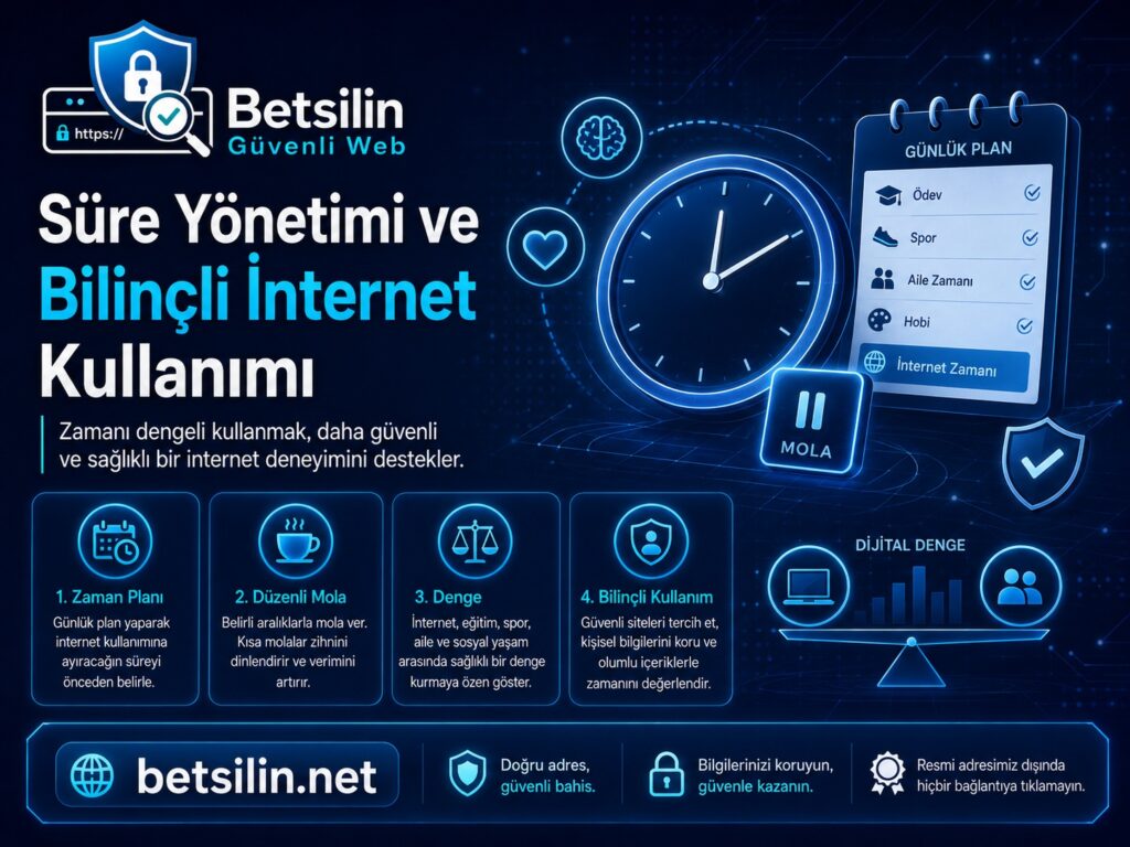 Süre yönetimi ve bilinçli internet kullanımı için ekran süresi kontrolü rehberi görseli